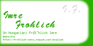 imre frohlich business card